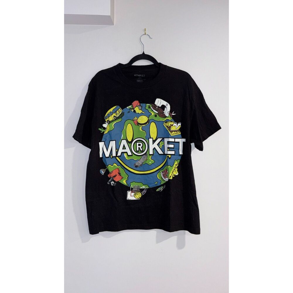 MARKET x Smiley World Globe Graphic Black T-Shirt Men’s Large